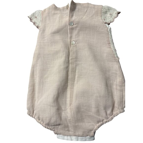 Paz Rodriguez NWT Knit & Linen Bubble Romper Beige & Ivory Made In Spain 6 Month - Picture 5 of 5